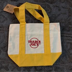 Trader Joe's Yellow and White Women's mini Tote Bag